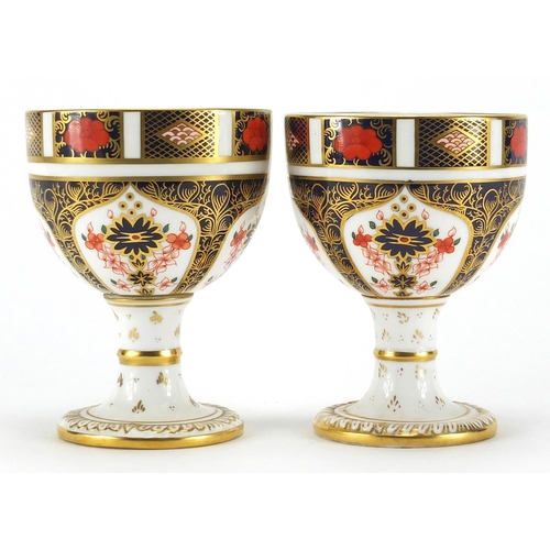 2273 - Pair of Royal Crown Derby old Imari pedestal goblets, each 12cm high