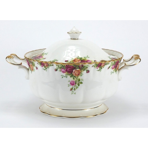 2110 - Royal Albert Old Country Roses lidded soup tureen with twin handles