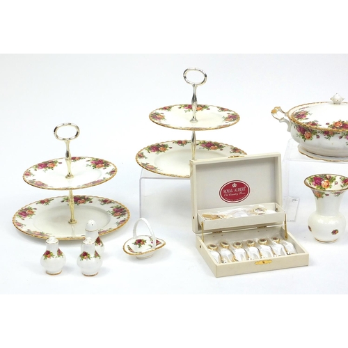 2223 - Royal Albert Old Country Roses dinner and teaware including lidded tureen, miniature three piece tea... 