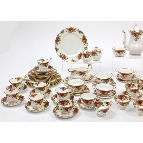 2146 - Royal Albert Old Country Roses dinner and teaware including coffee pot, gravy boat, plates, cups and... 