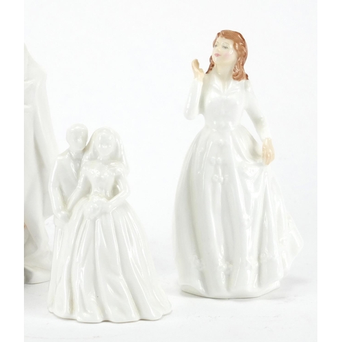 2291 - Four Royal Worcester Wedding figures including Wedding Day and Bride and Groom, the largest 19cm hig... 