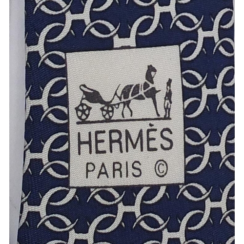 2070 - Hermes silk tie, with monogram design and box