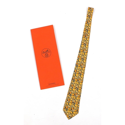 2071 - Hermes silk tie, decorated with wild animals with sleeve