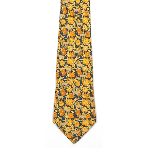 2071 - Hermes silk tie, decorated with wild animals with sleeve