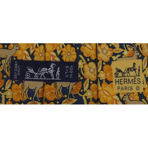 2071 - Hermes silk tie, decorated with wild animals with sleeve