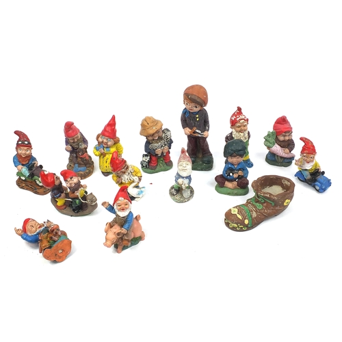 150 - Collection of mostly stoneware painted garden gnomes, the largest 51cm high