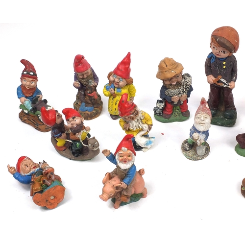 150 - Collection of mostly stoneware painted garden gnomes, the largest 51cm high