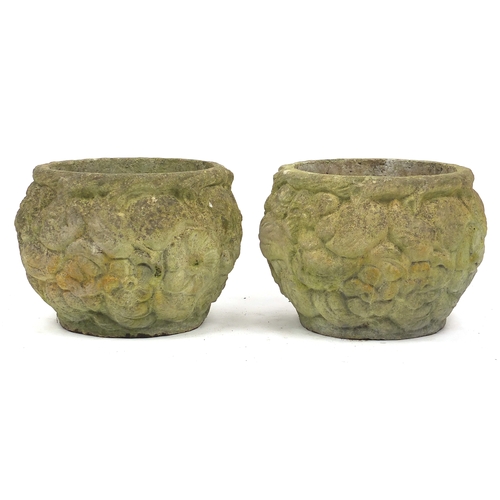 146 - Pair of stoneware garden planters, 34cm high x 44cm in diameter