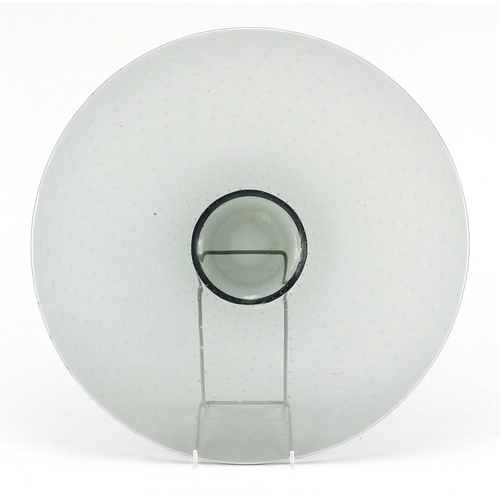 939 - Whitefriars grey glass footed stand, 38cm in diameter