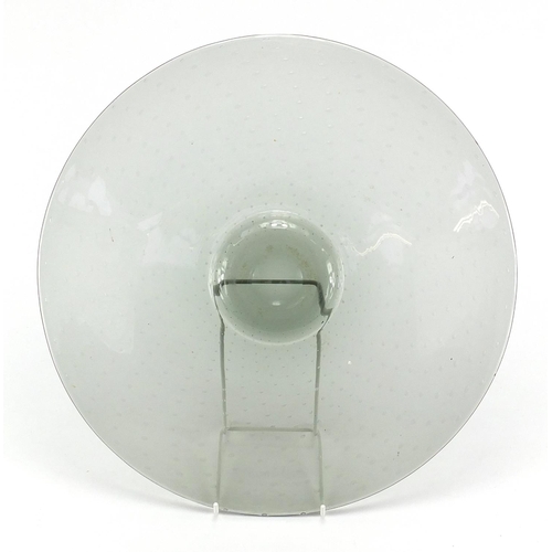 939 - Whitefriars grey glass footed stand, 38cm in diameter