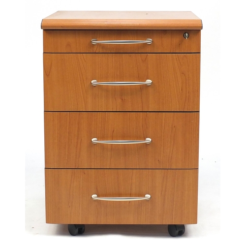 61 - Light wood four drawer filing cabinet, 67cm H x 47cm W x 50cm D