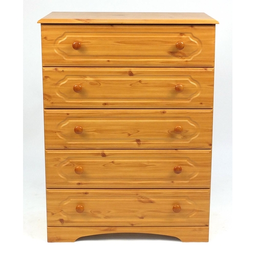45 - Light wood two door wardrobe and matching five drawer chest