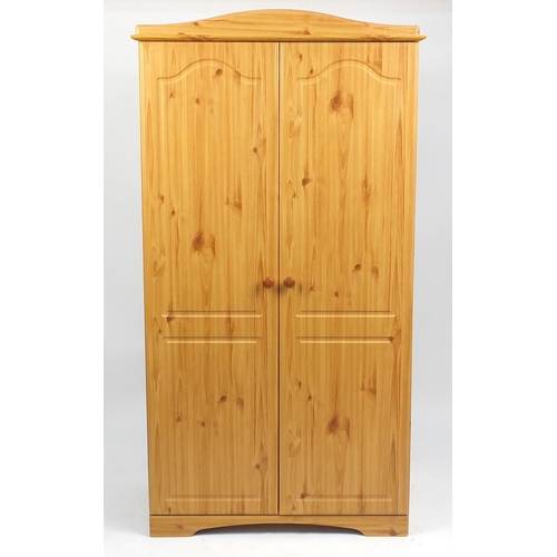 45 - Light wood two door wardrobe and matching five drawer chest