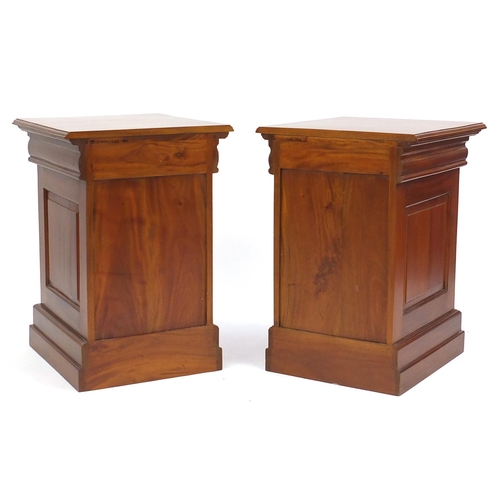 64 - Pair of American walnut two drawer bedside chests, 67cm H x 45cm W x 50cm D