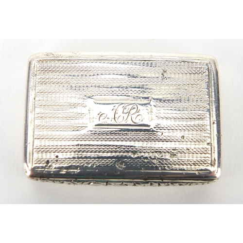 54 - William IV silver vinaigrette by Gervase Wheeler, with engine turned decoration and gilt interior, B... 