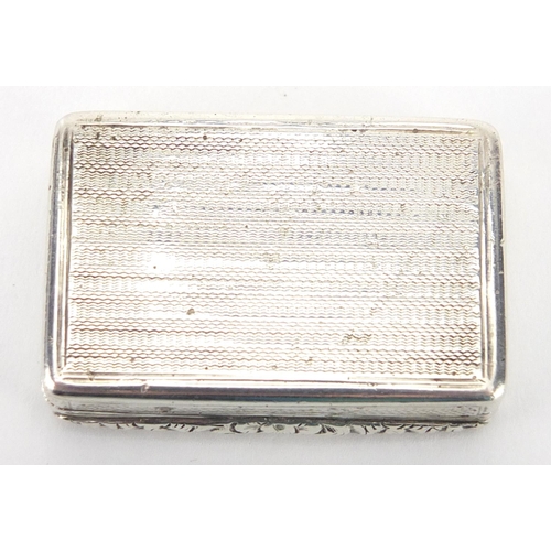 54 - William IV silver vinaigrette by Gervase Wheeler, with engine turned decoration and gilt interior, B... 