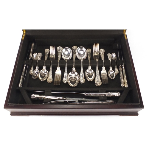 2080 - Six place mahogany canteen of Sheffield silver plated cutlery, retailed by Harrods, the canteen 50cm... 