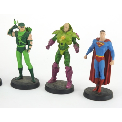 2297 - Nine hand painted Super hero's DC Comic figures including Batman and The Joker, each approximately 1... 