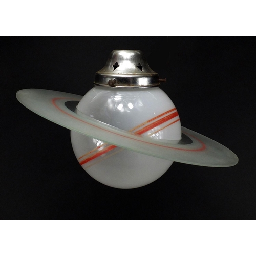 2152 - Retro Saturn glass light fitting, 30cm in diameter