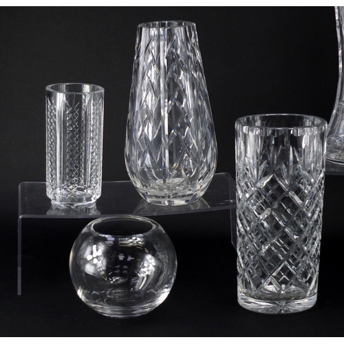 2251 - Cut glassware including pair of Kelly Hoppen Wedgwood spherical vases, Waterford, Edinburgh and Tudo... 