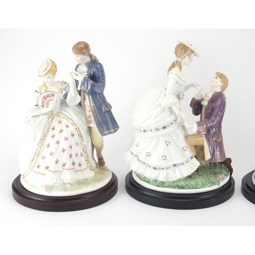 2284 - Set of four limited edition Royal Worcester figures, The Age of Courtship figures, The Proposal, The... 