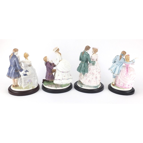 2284 - Set of four limited edition Royal Worcester figures, The Age of Courtship figures, The Proposal, The... 