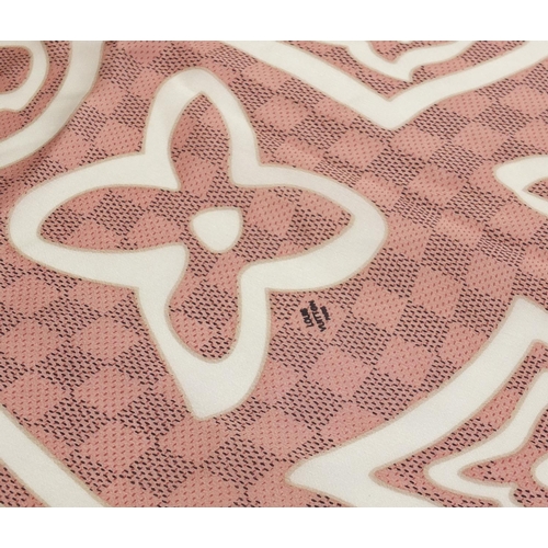 2067 - Rectangular Louis Vuitton silk scarf, having an all over monogram design with box, 180cm x 59cm