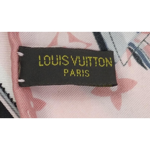 2066 - Square Louis Vuitton silk scarf, having an all over chain design with box, 130cm x 130cm