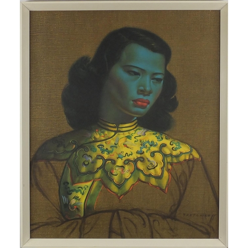 2123 - Tretchikoff - The Chinese girl, vintage print in colours, labels verso, framed, 60cm x 50cm