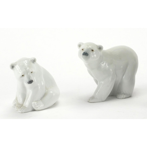 2279 - Lladro polar bear group and two others, the largest with box and 16.5cm high