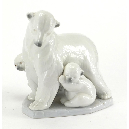 2279 - Lladro polar bear group and two others, the largest with box and 16.5cm high