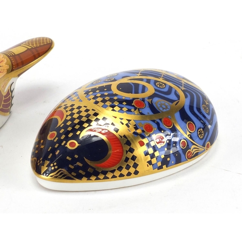 2276 - Three Royal Crown Derby paperweights, mouse, squirrel and platypus, two with gold coloured stoppers,... 