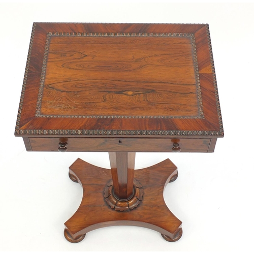 2006 - William IV rosewood sewing table with nulled mouldings and fitted drawer, 71cm high