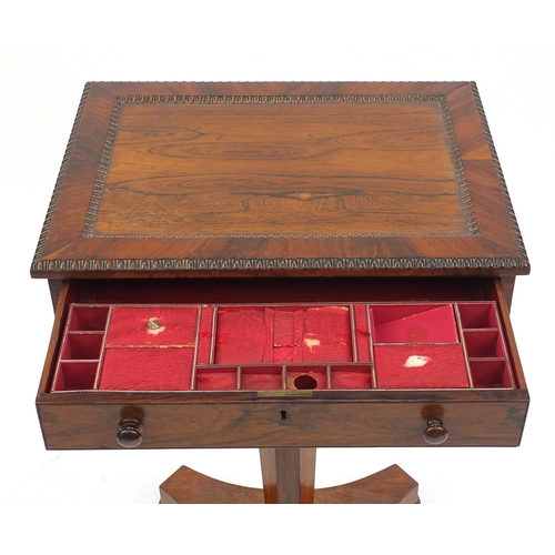 2006 - William IV rosewood sewing table with nulled mouldings and fitted drawer, 71cm high