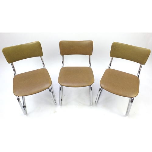 2038 - Three Marcel Breuer style chrome and brown leatherette chairs, 74cm high