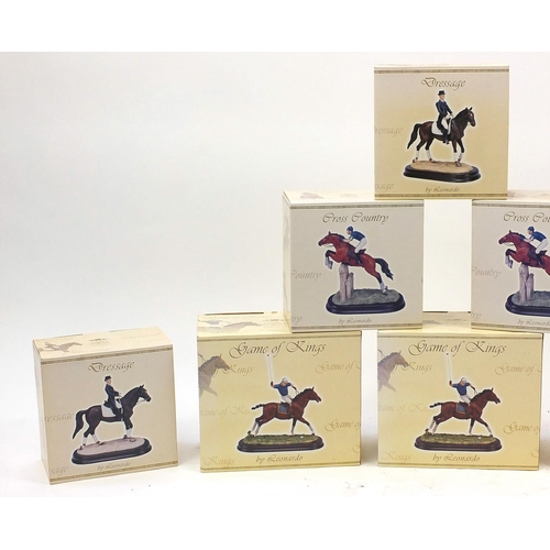 2192 - The Leonardo Collection boxed horse and rider figures to include Game of Kings, Dressage and Cross C... 