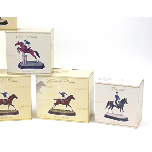 2192 - The Leonardo Collection boxed horse and rider figures to include Game of Kings, Dressage and Cross C... 