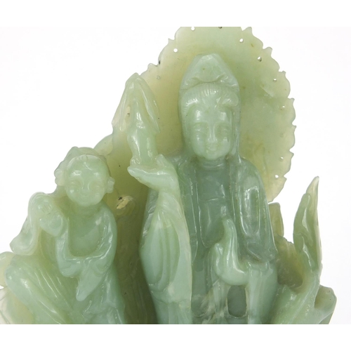 2245 - Chinese jadeite carving of a Gaunyin and child,  24cm high