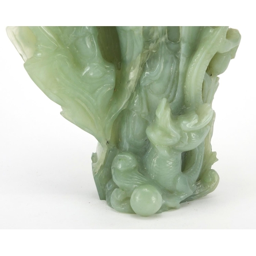 2245 - Chinese jadeite carving of a Gaunyin and child,  24cm high