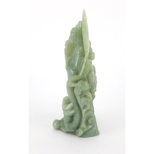 2245 - Chinese jadeite carving of a Gaunyin and child,  24cm high