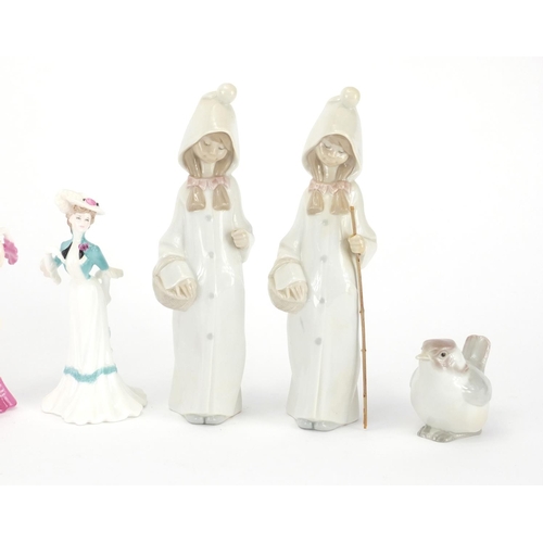 2295 - Collectable china including a pair of Lladro bedtime figures and five Coalport figurines the largest... 