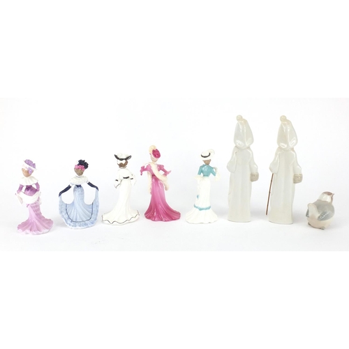 2295 - Collectable china including a pair of Lladro bedtime figures and five Coalport figurines the largest... 