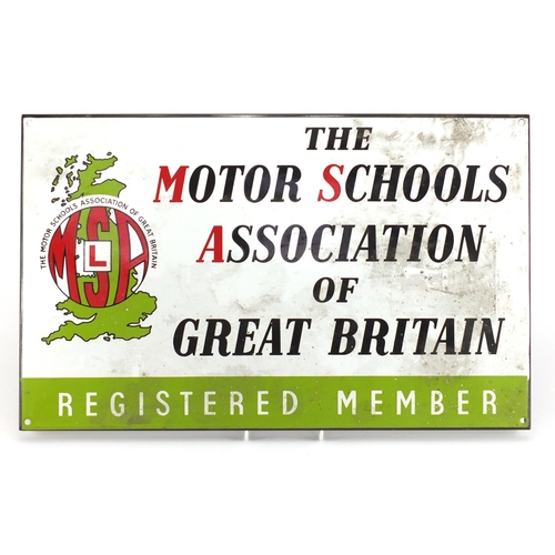 2054 - Motor Schools Association enamel advertising sign, 53.5cm x 33cm