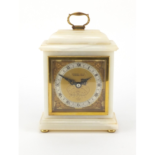 2244 - Onyx Elliott mantel clock retailed by Bruford's, 20cm high