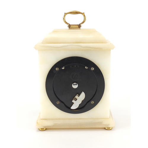 2244 - Onyx Elliott mantel clock retailed by Bruford's, 20cm high