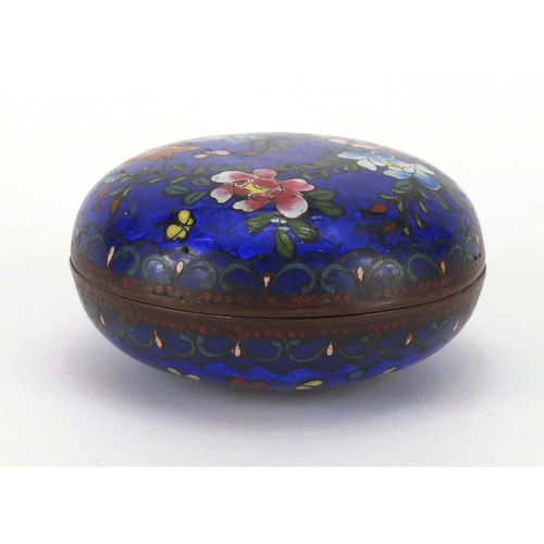 2237 - Oriental cloisonné bun box enamelled with flowers, 10cm in diameter