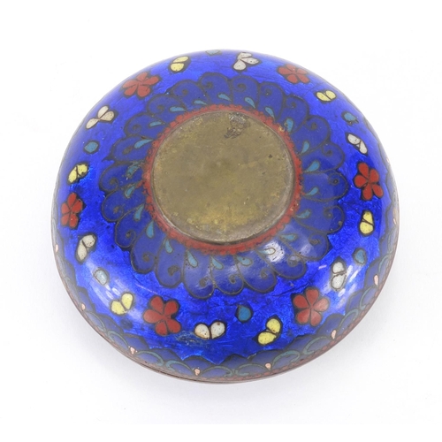 2237 - Oriental cloisonné bun box enamelled with flowers, 10cm in diameter