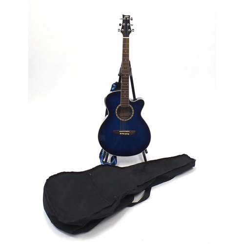 2079 - Ashton acoustic six string guitar, model SL29CEQTBB, 101cm in length