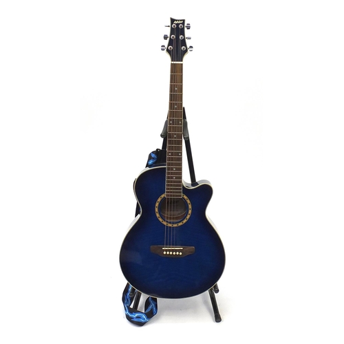 2079 - Ashton acoustic six string guitar, model SL29CEQTBB, 101cm in length