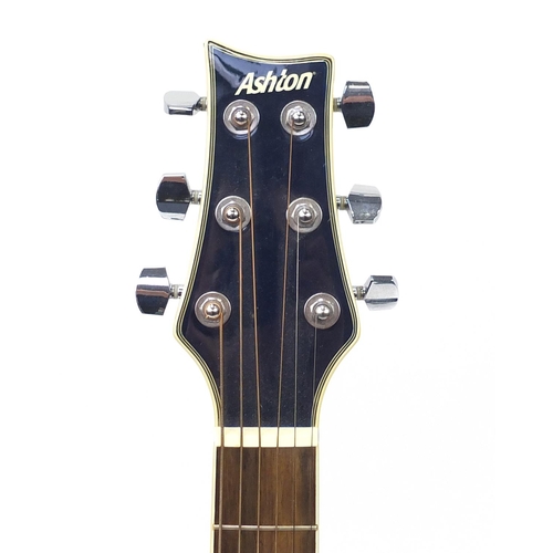 2079 - Ashton acoustic six string guitar, model SL29CEQTBB, 101cm in length